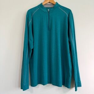 Tasc Performance Organic Cotton/Bamboo Teal 1/4 Zip Men’s Pullover Shirt Size XL